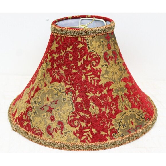 Tapestry Lampshade Red Gold Lg Bell Decorative Fancy Velvet Baroque Victorian - Picture 2 of 7